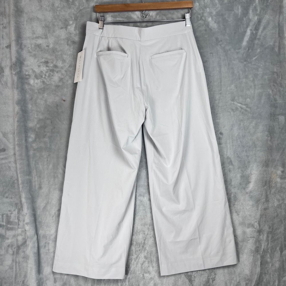 Athleta Tribeca Crop Pant Light Grey Wide Leg Snap Hem 281969 Size 8 NWT - Picture 9 of 13